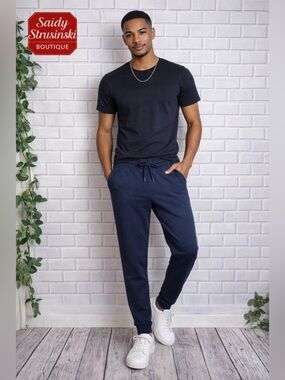 ATHLETIC Men's Navy Blue sport workout joggers Pants/size L